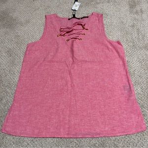 Harve Benard Pink Tank Top with Lace-Up Detail